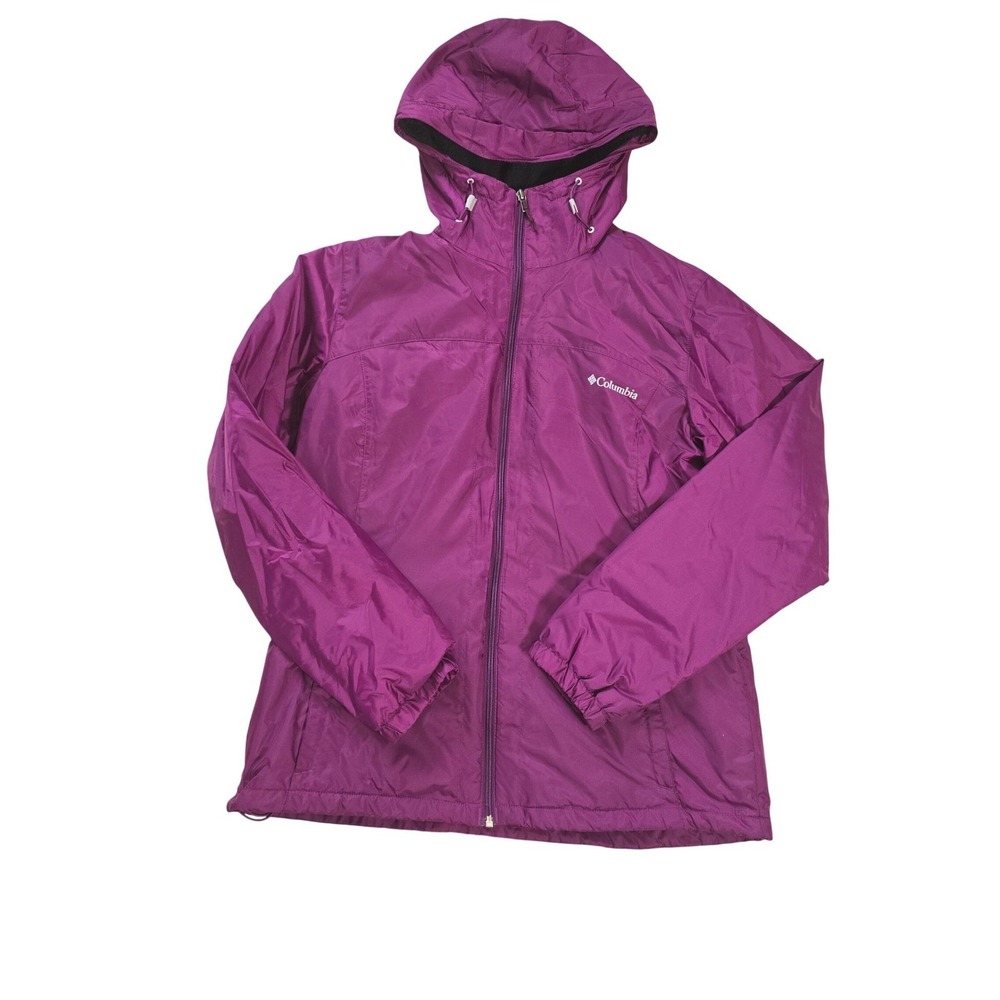 Columbia Purple Hooded Insulated Windbreaker Jacket Womens  L Lightweight Nylon